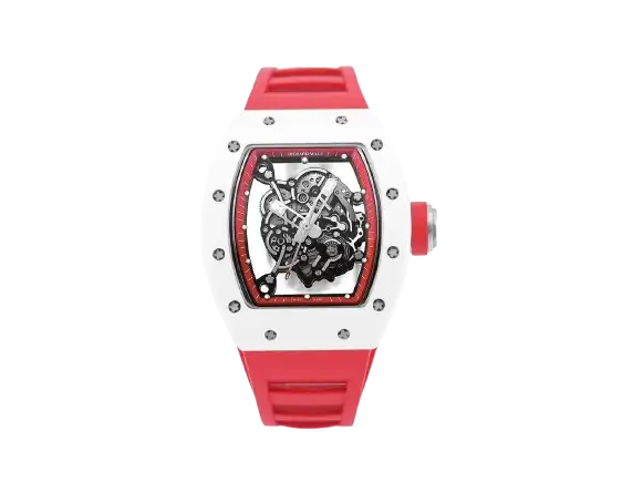 Richard Mille RM055 White Ceramic Watch Red Strap
