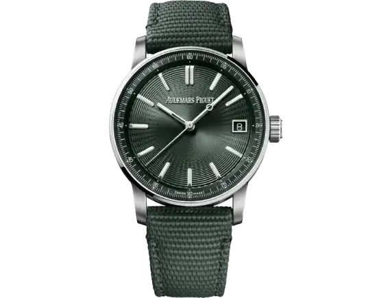 Audemars Piguet CODE 11.59 Green Dial Stainless Steel Watch with Fabric Strap