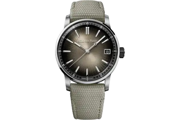 Audemars Piguet CODE 11.59 Stainless Steel Watch with Smoked Dial and Fabric Strap 41mm