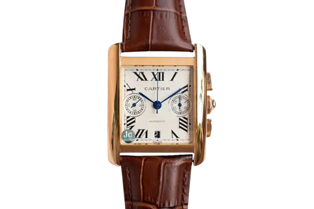 Cartier Tank Series W5330007 Rose Gold Stainless Steel Case Brown Leather Strap Automatic Watch