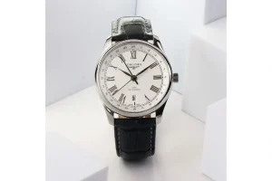 Longines Master Collection GMT Watch   Silver Dial  Black Leather Strap  40mm Case